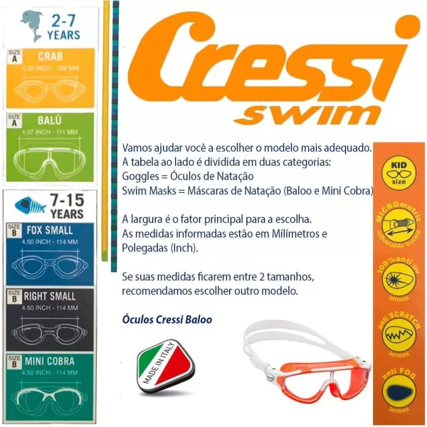 Cressi Wide View Swim Mask for Kids Aged 2, 3, 4, 5, 6, 7 Years Old | Baloo Made in Italy