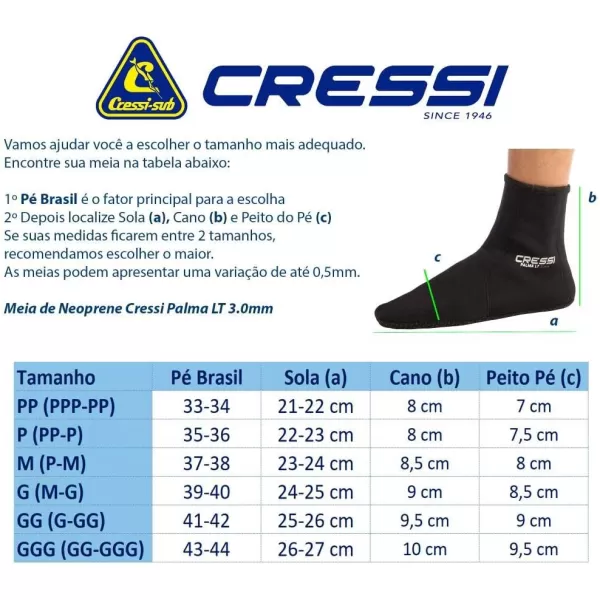 Long Premium Neoprene Diving Socks 3mm | PALMA LT by Cressi: quality since 1946