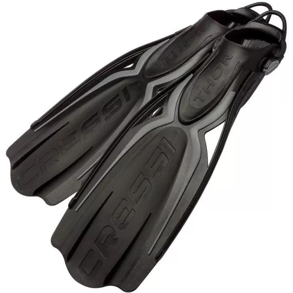 Cressi Adult Open Heel Fins with Elastic Bungee Strap for Scuba Diving - Strength, Power, Comfort, Aesthetics, Lightness - Thor EBS: Made in Italy