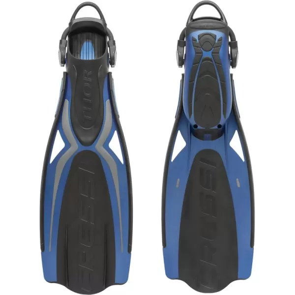 Cressi Adult Open Heel Fins with Elastic Bungee Strap for Scuba Diving - Strength, Power, Comfort, Aesthetics, Lightness - Thor EBS: Made in Italy