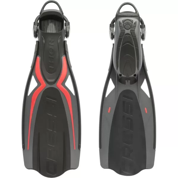 Cressi Adult Open Heel Fins with Elastic Bungee Strap for Scuba Diving - Strength, Power, Comfort, Aesthetics, Lightness - Thor EBS: Made in Italy