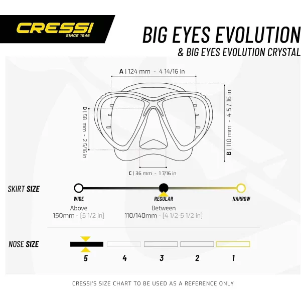 Cressi Adult High-End Scuba Diving Mask, Made in the Revolutionary Crystal Silicone - Big Eyes Evolution Crystal: Made in Italy