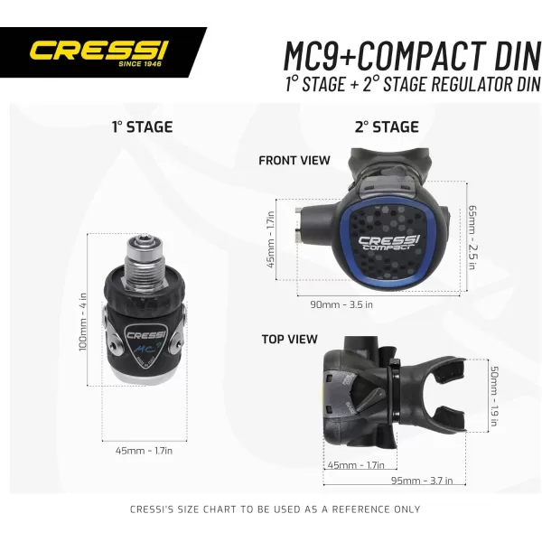 Cressi Ideal Scuba Diving Regulator for Beginners and Travelers - Hyperbalanced Diaphram 1st Stage, Compact 2nd Stage - MC9/Compact: Made in Italy