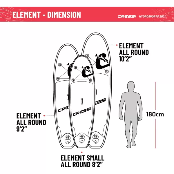 Cressi Inflatable Stand Up Paddle Board Set - Pump, Paddle, Backpack, included - Double Wall Construction - Different Sizes - Up to 264 lb Load - Element: Designed in Italy by Cressi