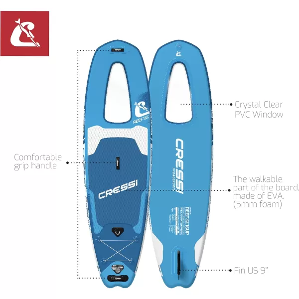 Cressi Inflatable Stand Up Paddle Board Set - Pump, Paddle, Backpack, included - Double Wall Construction - Different Sizes - Up to 264 lb Load - Element: Designed in Italy by Cressi