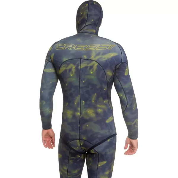 Cressi Lampuga 2-pcs Camouflage Patterned Freediving Wetsuit, Jacket &amp; Pants, Loading Chest Pad, Knee Protection, Anatomical Design - Lampuga: Designed in Italy