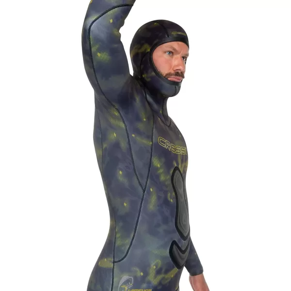 Cressi Lampuga 2-pcs Camouflage Patterned Freediving Wetsuit, Jacket &amp; Pants, Loading Chest Pad, Knee Protection, Anatomical Design - Lampuga: Designed in Italy