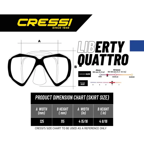 Cressi Perfect View Scuba Diving, Snorkeling Mask in Pure Comfortable Silicone - Available with Different Panoramic Lenses - Liberty: designed in Italy