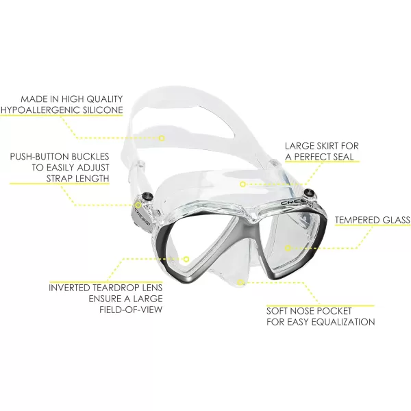Cressi Perfect View Scuba Diving, Snorkeling Mask in Pure Comfortable Silicone - Available with Different Panoramic Lenses - Liberty: designed in Italy