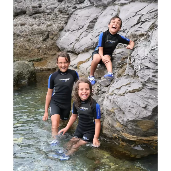Cressi Shorty Junior Wetsuit for Snorkeling, Surfing, Paddleboarding - for Kids age 2 to 13 Years Old | Made of Double-Lined 3mm Neoprene, Ideal for Medium Cold Water | Med X Junior: designed in Italy