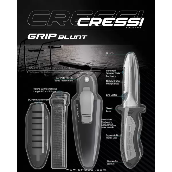 Cressi Versatile Diving Knife for Scuba, Snorkeling, Spearfishing | The Grip