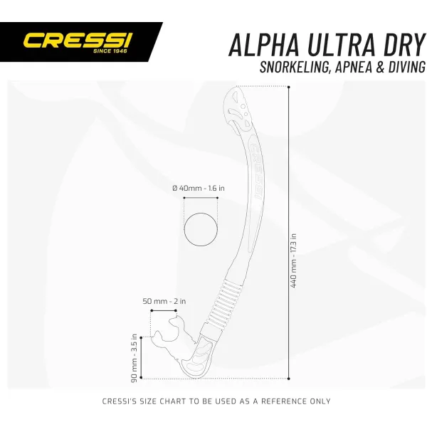 Foldable Adult Dry Snorkel for Scuba Diving, Snorkeling | Alpha Ultra Dry Made in Italy