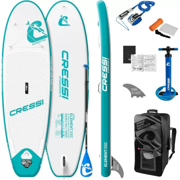 Cressi Inflatable Stand Up Paddle Board Set - Pump, Paddle, Backpack, included - Double Wall Construction - Different Sizes - Up to 264 lb Load - Element: Designed in Italy by Cressi