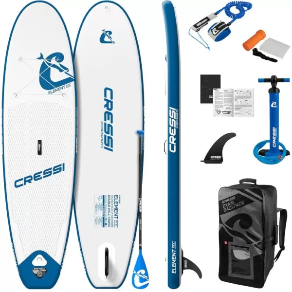 Cressi Inflatable Stand Up Paddle Board Set - Pump, Paddle, Backpack, included - Double Wall Construction - Different Sizes - Up to 264 lb Load - Element: Designed in Italy by Cressi