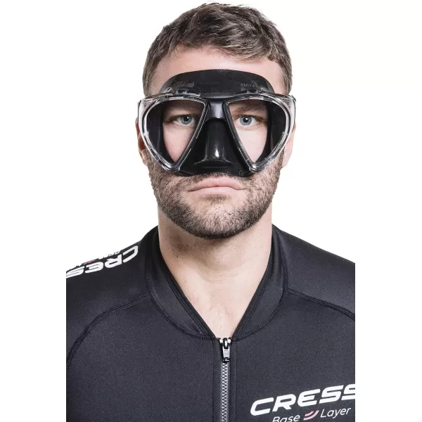 Adult Dive Mask with Inclined Lens, Lateral Visibility, and Silicone Skirt for Scuba Diving - Penta+: Made in Italy