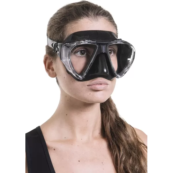 Adult Dive Mask with Inclined Lens, Lateral Visibility, and Silicone Skirt for Scuba Diving - Penta+: Made in Italy