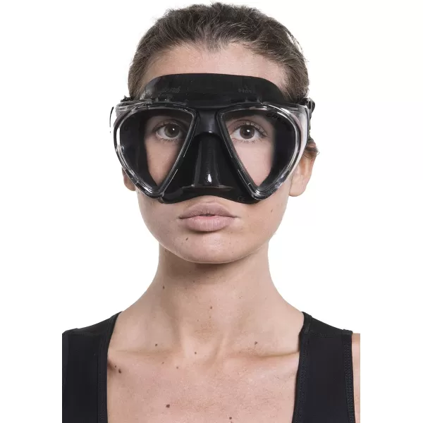 Adult Dive Mask with Inclined Lens, Lateral Visibility, and Silicone Skirt for Scuba Diving - Penta+: Made in Italy