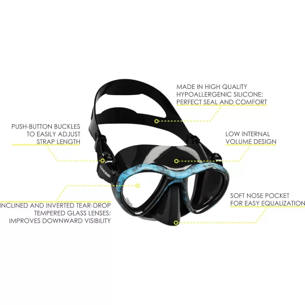 Adult Free Diving Photographer Low Volume Mask with Silicone Skirt- Metis by Cressi: Quality Since 1946