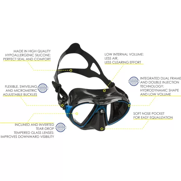 Adult Premium Low Volume Scuba Diving Mask, Crystal Silicone | Air: made in Italy