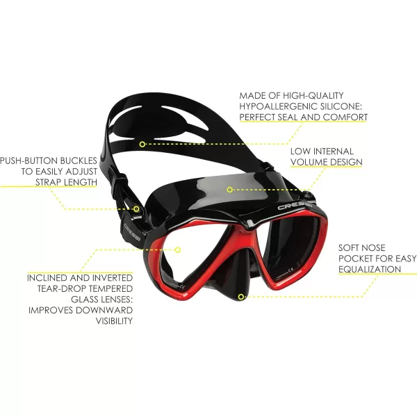 Adult Scuba Driving, Snorkeling, and Freediving Mask - Soft Comfortable Silicone - Ranger: Designed in Italy