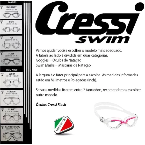 Cressi Adult Comfortable Silicone Swimming Goggles for Indoor Pool and Outdoor Use - Flash: Made in Italy