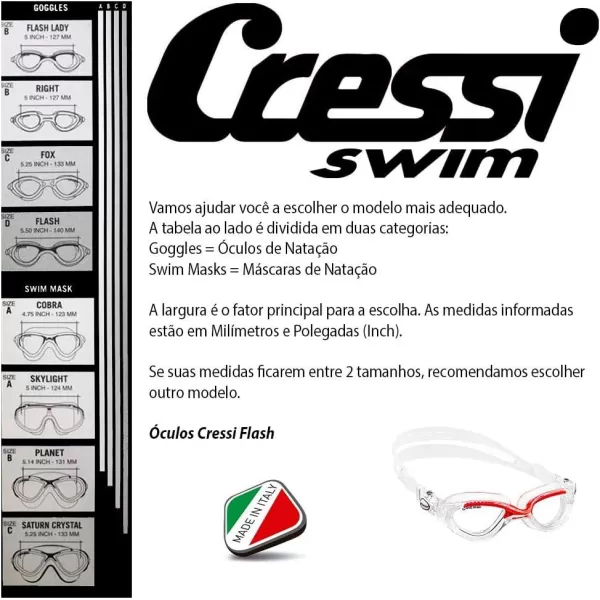 Cressi Adult Comfortable Silicone Swimming Goggles for Indoor Pool and Outdoor Use - Flash: Made in Italy