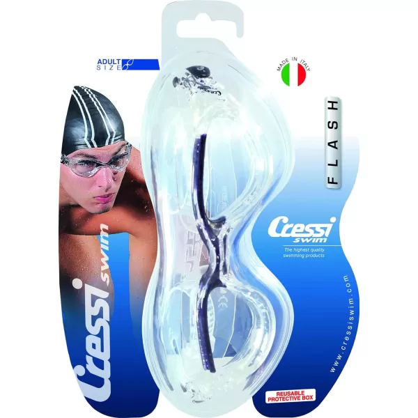 Cressi Adult Comfortable Silicone Swimming Goggles for Indoor Pool and Outdoor Use - Flash: Made in Italy