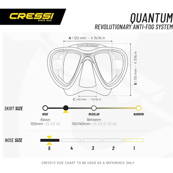 Cressi Adult Dive Mask with Advanced Fog System and Improved Downward Visibility - Quantum: Made in Italy