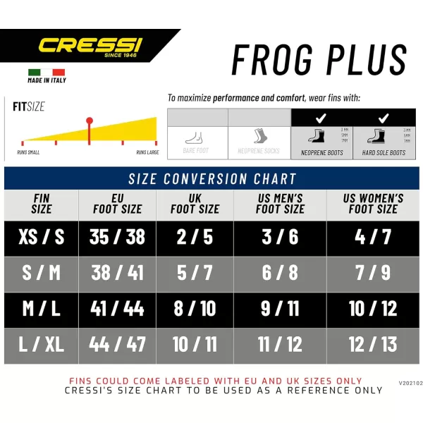 Cressi Adult Powerful Efficient Open Heel Scuba Diving Fins | Frog Plus: made in Italy