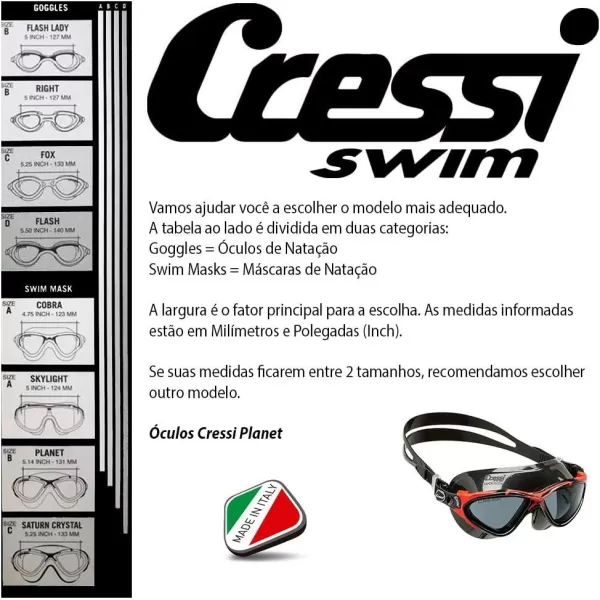 Cressi Adult Swim Goggles with Long Lasting Anti-Fog Technology - Planet: made in Italy