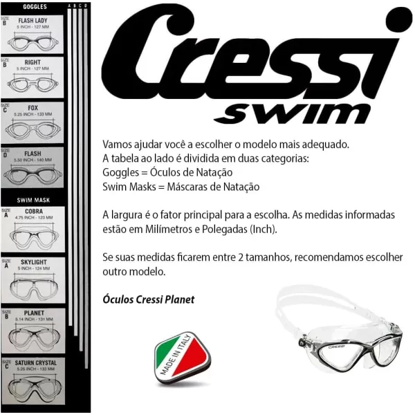 Cressi Adult Swim Goggles with Long Lasting Anti-Fog Technology - Planet: made in Italy