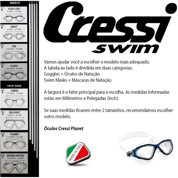 Cressi Adult Swim Goggles with Long Lasting Anti-Fog Technology - Planet: made in Italy