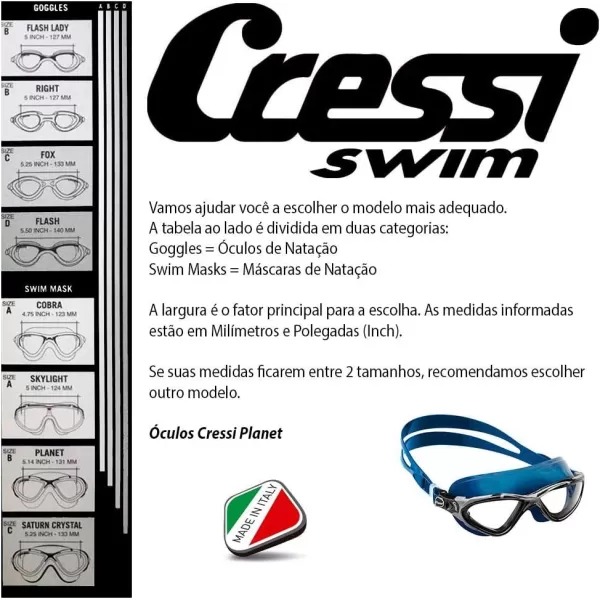 Cressi Adult Swim Goggles with Long Lasting Anti-Fog Technology - Planet: made in Italy