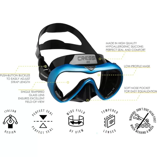 Cressi Anti-Fog Wide View Single Lens Scuba Diving and Freediving Mask: A1: Designed in Italy