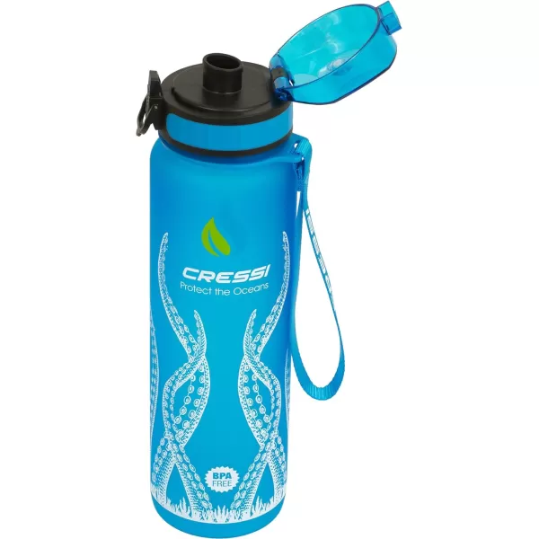 Cressi H2O Frosted Drinking Flask - One Click Opening, Lanyard for Easy Carrying, Filter for Ice and Fruit - 600 ml / 1000 ml - BPA Free - Designed in Italy