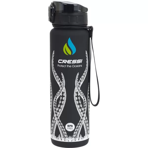 Cressi H2O Frosted Drinking Flask - One Click Opening, Lanyard for Easy Carrying, Filter for Ice and Fruit - 600 ml / 1000 ml - BPA Free - Designed in Italy