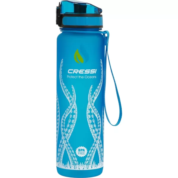 Cressi H2O Frosted Drinking Flask - One Click Opening, Lanyard for Easy Carrying, Filter for Ice and Fruit - 600 ml / 1000 ml - BPA Free - Designed in Italy