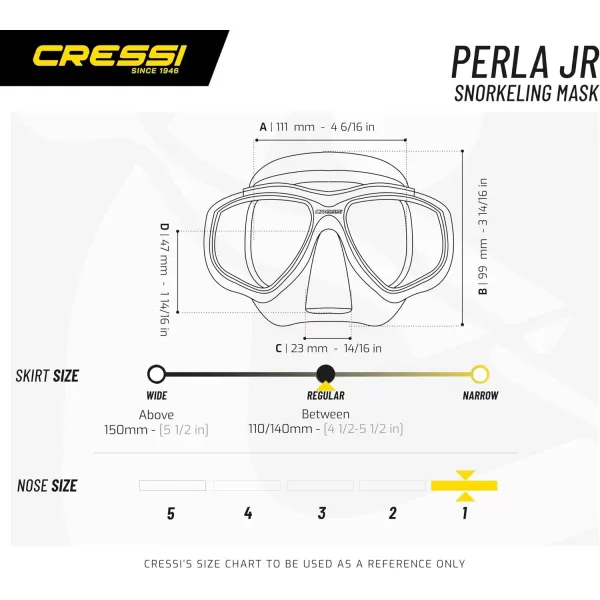 Cressi Junior Boys and Girls Snorkeling Silicone Mask | Perla Jr Made in Italy