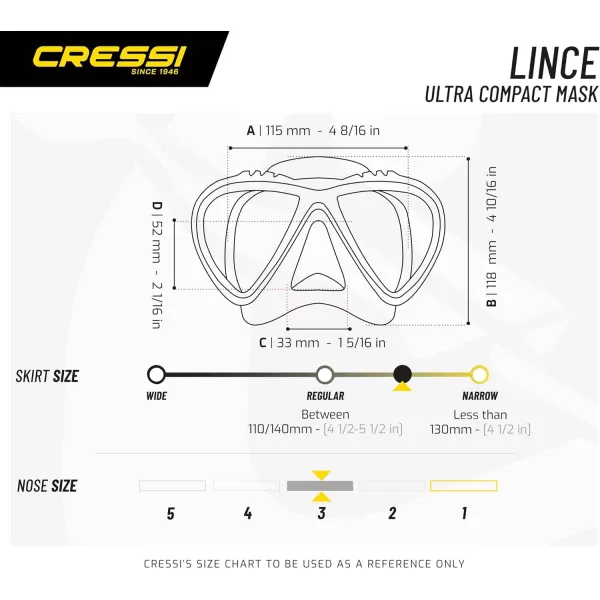 Cressi LINCE, Adult Scuba Diving, Snorkeling, and Freediving Mask - Cressi: 100% Made in Italy Since 1946