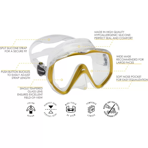 Cressi Perfect View Scuba Diving, Snorkeling Mask in Pure Comfortable Silicone - Available with Different Panoramic Lenses - Liberty: Designed in Italy