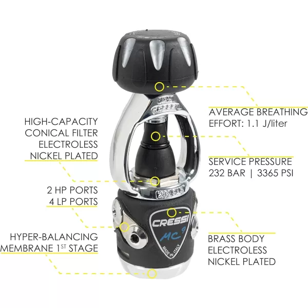 Cressi Quartz Adult Scuba Package for Any Skill Level - MC9/Compact Regulator - Octopus Compact - Donatello Dive Computer Gauge Console - Gorgona Mesh Bag - Italian Design
