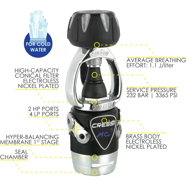 Cressi Quartz Adult Scuba Package for Any Skill Level - MC9/Compact Regulator - Octopus Compact - Donatello Dive Computer Gauge Console - Gorgona Mesh Bag - Italian Design