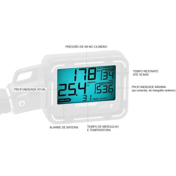 Cressi Scuba Diving Pressure Gauge and Depth Gauge - Easy to Read and Carry - Digi2: Designed in Italy