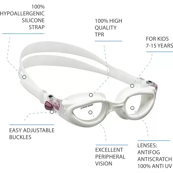 Cressi Swim Goggles for Kids Aged from 7 to 15 Years Old - Excellent Peripheral Vision | Rocks: Made in Italy