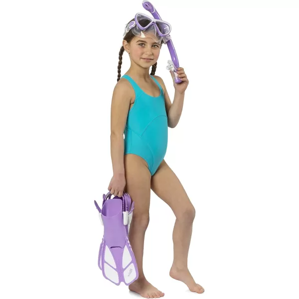 Cressi Youth Junior Snorkeling Set for kids Aged 3 to 9 - Short Adjustable Fins, Silicone Mask, Dry Snorkel - Mini Bonete Pro Dry Set