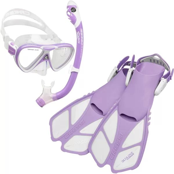 Cressi Youth Junior Snorkeling Set for kids Aged 3 to 9 - Short Adjustable Fins, Silicone Mask, Dry Snorkel - Mini Bonete Pro Dry Set