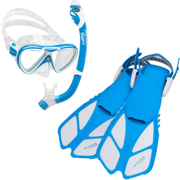 Cressi Youth Junior Snorkeling Set for kids Aged 3 to 9 - Short Adjustable Fins, Silicone Mask, Dry Snorkel - Mini Bonete Pro Dry Set