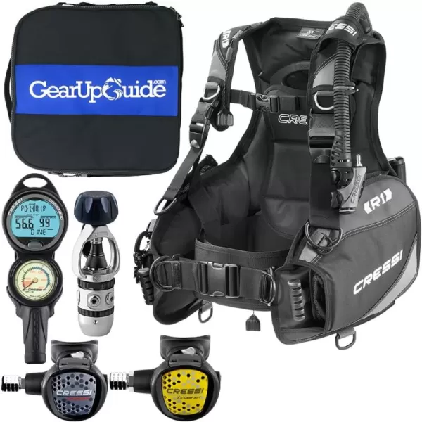 Cressi R1 BCD Donatello Dive Computer AC2 Compact Regulator Set GupG Reg Bag Scuba Diving Package