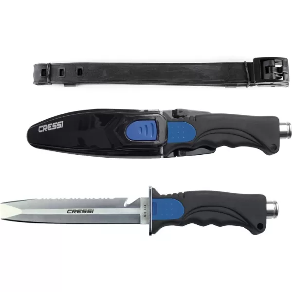 Cressi Skorpion, Tempered Stainless Steel Blade Knife ideal for Diving and Spearfishing - Pointed &amp; Blunt Tip