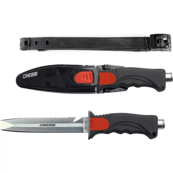 Cressi Skorpion, Tempered Stainless Steel Blade Knife ideal for Diving and Spearfishing - Pointed &amp; Blunt Tip